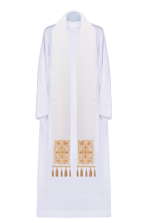 Stuła kapłańska haftowana zdobiona kamieniami i zakończona chwostami