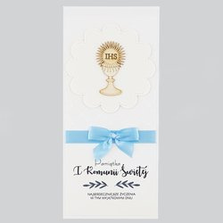 Kartka Pamiątka I Komunii Świętej - niebieski