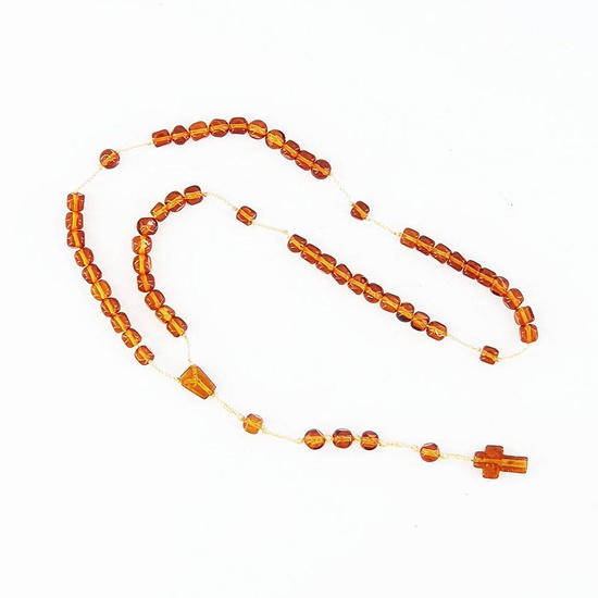 Różaniec z bursztynu na sznurku