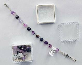 Bransoletka - AGAT WSTĘGOWY AMETYSTOWY