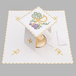 Bielizna kielichowa ołtarzowa bogato haftowana PX zielony winogrona