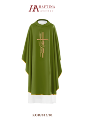 Zielony ornat haftowany Alfa Omega