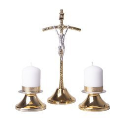 Komplet kolędowy - metalowy Krzyż papieski 21 cm