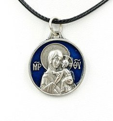 Medalik Matka Boża Eleusa - granatowy