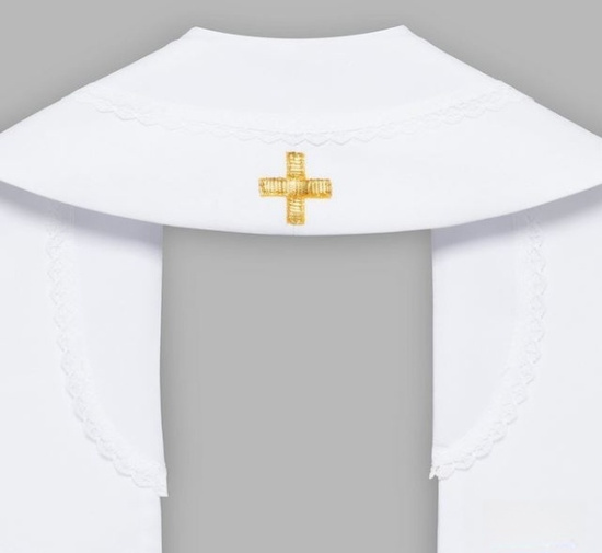 Stuła haftowana z krzyżem prostym - szeroka jednostronna (biała)