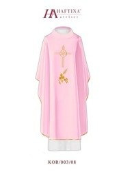 Różowy ornat haftowany IHS