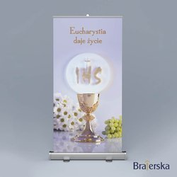 Baner roll-up Pierwsza Komunia Święta - Kielich z IHS