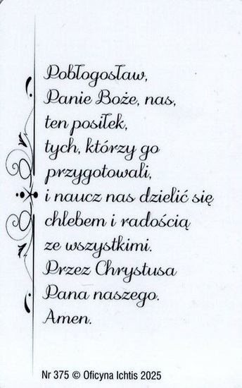 Obrazek plastikowy modlitwa przed posiłkiem