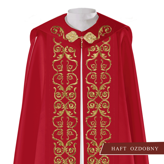 Kapa czerwona liturgiczna monogram "IHS" 