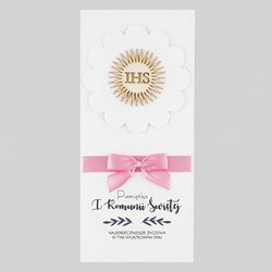 Kartka Pamiątka I Komunii Świętej - różowy