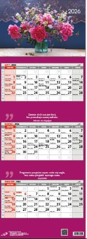 Kalendarz 2026 Trójdzielny - Kwiaty