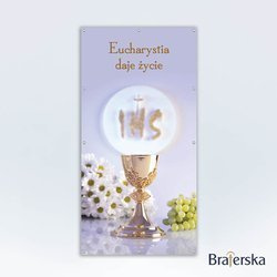 Baner oczkowany Pierwsza Komunia Święta - Kielich z IHS