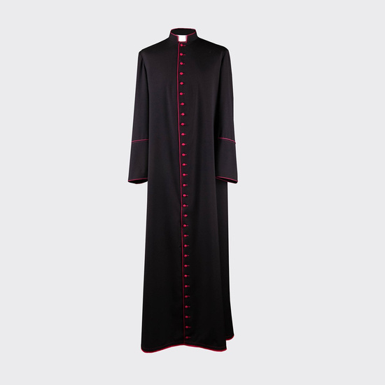 Sutanna czarna z fioletowym obszyciem- 100% wełny - kaszmir