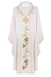 Ornat symbol IHS i winogrona