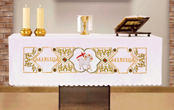 Obrus haftowany z napisem „Alleluja"