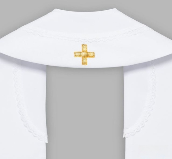 Stuła haftowana z motywem Maryjnym - szeroka jednostronna (biała)