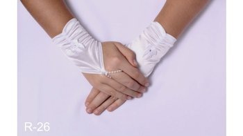 Rękawiczki komunijne - kokardka