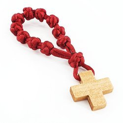 Dziesiątka różańca pleciona - bordowy