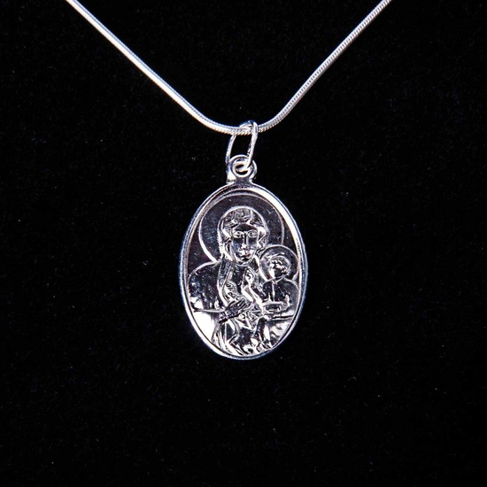 Medalik Matka Boża Częstochowska / Jezus Miłosierny - srebrny 