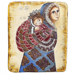 Ikona ceramiczna - MB Niosąca w Chuście