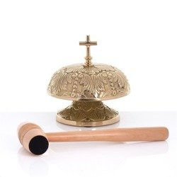 Gong - mosiądz - drewniany młotek - 19 cm