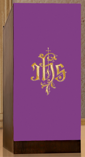 Serweta na lektorium haftowana z symbolem IHS 