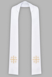 Stuła haftowana z krzyżem - wąska jednostronna (biała)