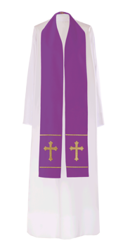 Fioletowa stuła kapłańska haftowana "Krzyż"