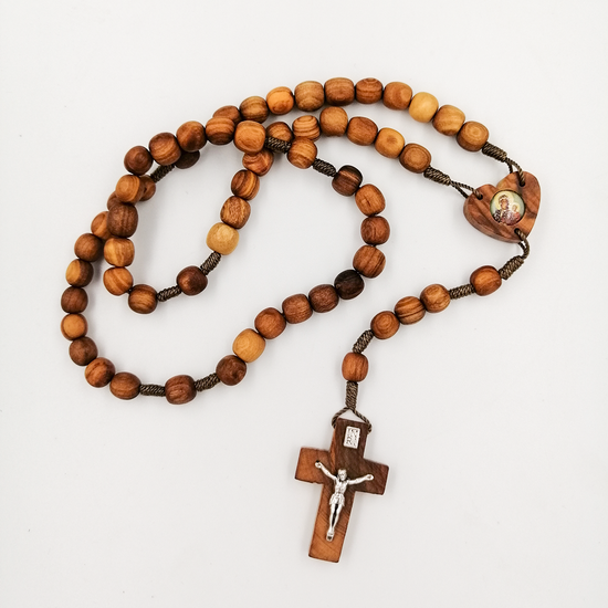 Różaniec z drzewa oliwnego z serduszkiem