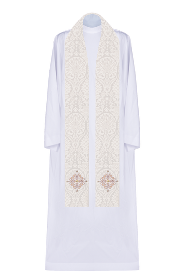 Stuła na tkaninie żakardowej z delikatnym krzyżem