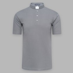 Koszulka polo kapłańska z krótkim rękawem - szara