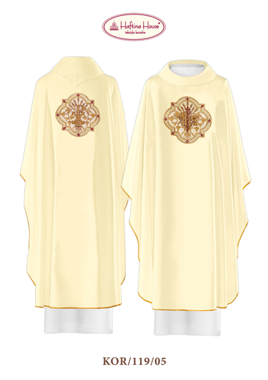 Ornat haftowany z symbolami IHS i PAX