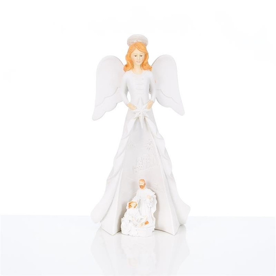 Szopka bożonarodzeniowa - Święta Rodzina - Anioł - świecąca - Bianco