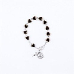 Bransoletka - dziesiątka różańca - serce - krzyżyk - medalik pod wklejkę