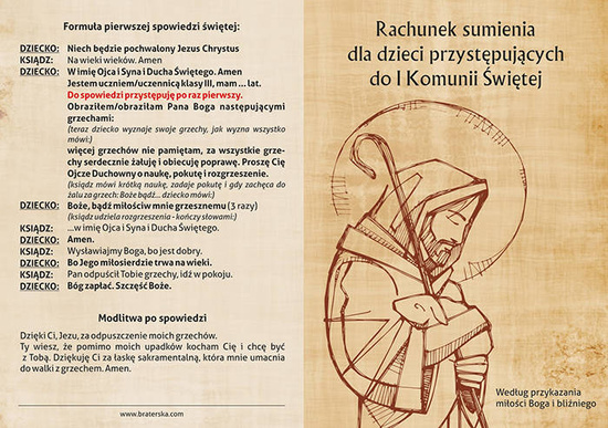 Rachunek sumienia dla dzieci przystępujących do I Komunii Świętej