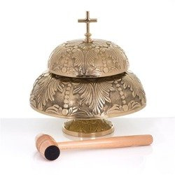 Gong - mosiądz - drewniany młotek - 34 cm