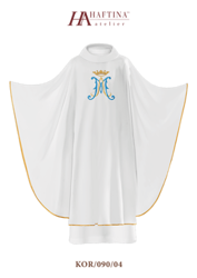 Biały ornat haftowany z motywem maryjnym