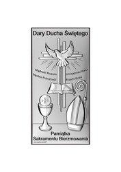 Srebrny obrazek pamiątka Bierzmowania z podpisem - 7x14 cm