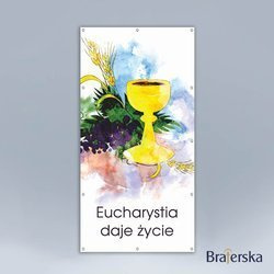Baner oczkowany Pierwsza Komunia Święta - Kielich z winem