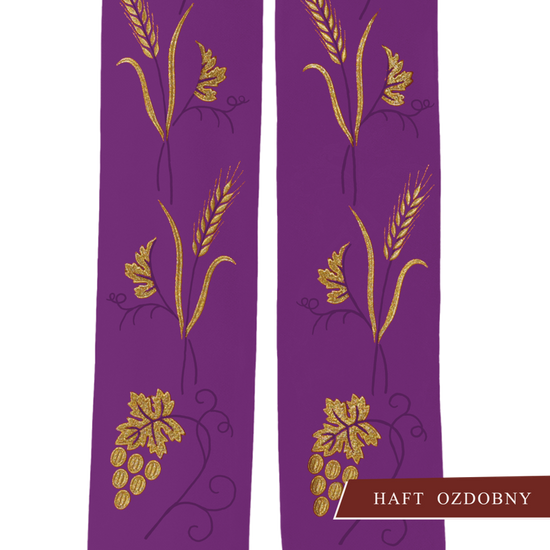 Fioletowa stuła haftowana "Winogrona"