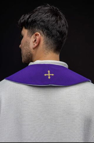 Stuła Dwustronna Haftowana IHS fioletowo-biała