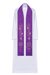 Stuła z tkaniny żakardowej z motywem Eucharystycznym