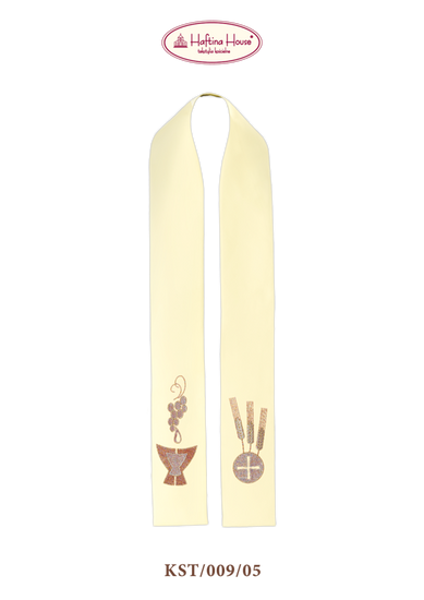 Ecru stuła „Kielich, Kłosy i Winogrona" 