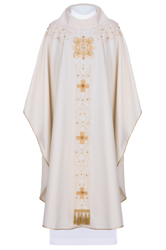 Ecru ornat bogato haftowany zdobiony kamieniami