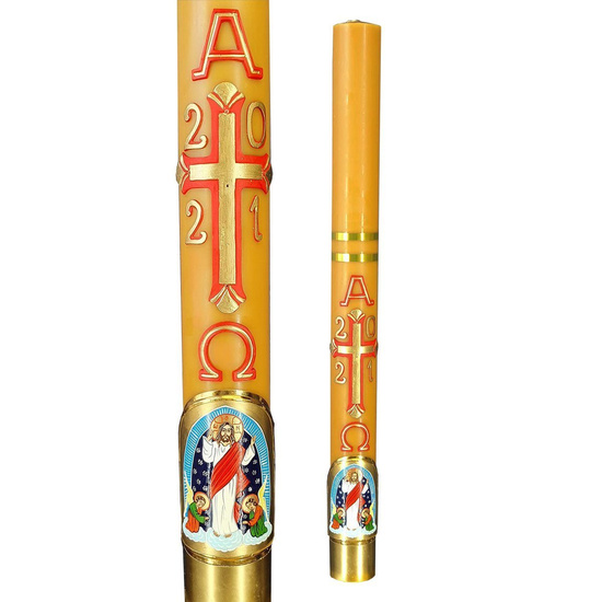 Paschał z aplikacją Ikona Zmartwychwstania - Chrystus w czerwonej szacie 5 kg