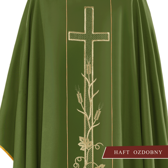  Zielony ornat haftowany "Krzyż z winogronami" 