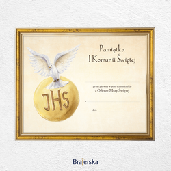 Pamiątka Pierwszej Komunii Świętej - ramka złota