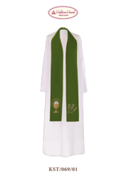Zielona stuła kapłańska haftowana "Kielich i kłosy"