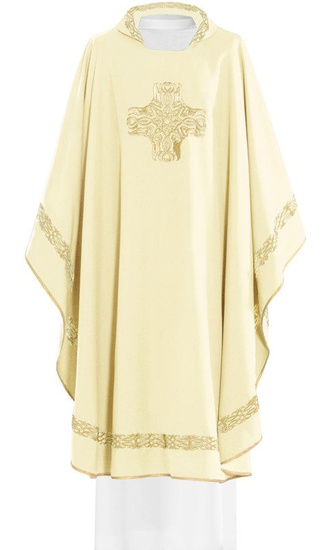 Ecru ornat haftowany "Krzyż ze zdobieniami" 