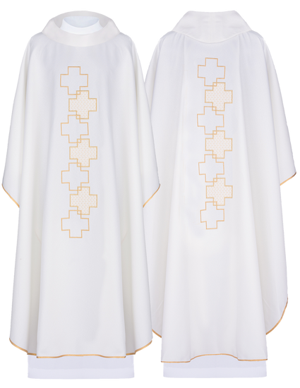 Ornat ecru z krzyżami 